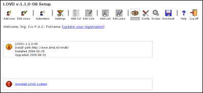 The LOVD setup area.